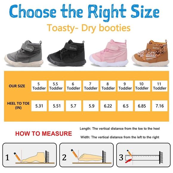 JOINFREE Toddler Boys Girls Warm Winter Boots Non-Slip Lightweight Black 5.5T - Picture 7 of 15